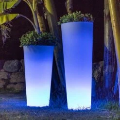MOOVERE - Vaso Luminoso Alto 80 Solare+batteria Ricaricabile Led Rgb Con Telecomando ø29x79cm