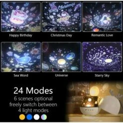 Luce Notturna Proiettore Neonati, Luce Notturna LED Bambini Lampada Musicale E Luminosa Rotazione A 360°, 8 Canzoni, 6 Film Proiezione, Lampada Proiettore Stelle Per Camera Da Letto, Regali, Compleann -Negozio Di Illuminazione Per La Casa Alla Moda 69717488 5