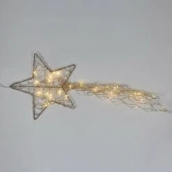 Stella Cometa Con Riccioli E 35 Luci A Nanoled Decorazione Natalizia Da 60 Cm -Oro