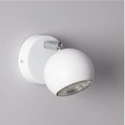 Lampada Da Parete In Alluminio Orientabile 1 Faretto Ates Bianco Bianco130 Mm