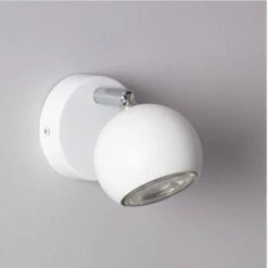 Lampada Da Parete In Alluminio Orientabile 1 Faretto Ates Bianco Bianco130 Mm -Negozio Di Illuminazione Per La Casa Alla Moda 7488457 4