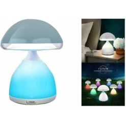 Lampada Da Tavolo Touch Led Rgb Fungo 7 Colori Cromoterapia Ricaricabile HC868