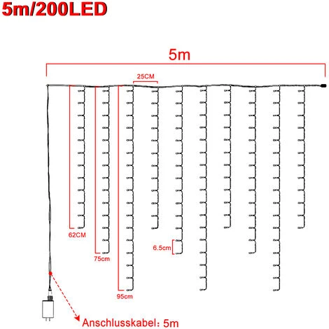 Catene Luminose Da Esterno Lampada Fata Catena Di Luci A LED Da Parete, 8 Modalitŕ Di Illuminazione, IP44, Decorazione Soggiorno, Bianco Caldo, 5m 200 LEDs HENGMEI 4 Catene Luminose Da Esterno Lampada Fata Catena Di Luci A LED Da Parete, 8 Modalitŕ Di Illuminazione, IP44, Decorazione Soggiorno, Bianco Caldo, 5m 200 LEDs HENGMEI - immagine 2