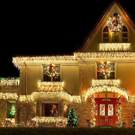 Catene Luminose Da Esterno Lampada Fata Catena Di Luci A LED Da Parete, 8 Modalitŕ Di Illuminazione, IP44, Decorazione Soggiorno, Bianco Caldo, 10m 400 LEDs HENGMEI 7 Catene Luminose Da Esterno Lampada Fata Catena Di Luci A LED Da Parete, 8 Modalitŕ Di Illuminazione, IP44, Decorazione Soggiorno, Bianco Caldo, 10m 400 LEDs HENGMEI - immagine 5