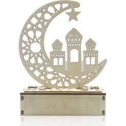 Lampada A LED In Legno Decorazione Ramadan Luna Crescente Luci Stellari Musulmano Islam Eid Ramadan Festival Decorazioni Luce Notturna Luna Crescente Per Feste, Casa E Regali (C) (batteria Non Inclusa -Negozio Di Illuminazione Per La Casa Alla Moda 89810483 4