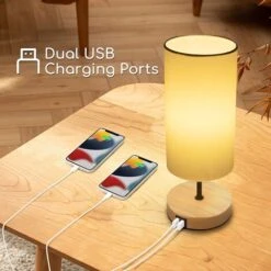 LAMPADA DA TAVOLO SCRIVANIA E27 IN LEGNO COMODINO ABATJOUR DOPPIA PORTA USB -Negozio Di Illuminazione Per La Casa Alla Moda 92777037 3