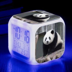 ZOLGINAH Panda LED Sveglia, Sveglia Notturna Per Bambini, Quadrata, Display LCD Illuminato, Panda Design (9)
