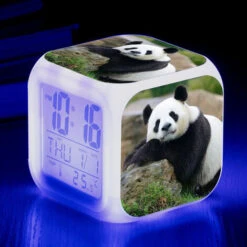 ZOLGINAH Panda LED Sveglia, Sveglia Notturna Per Bambini, Quadrata, Display LCD Illuminato, Panda Design (19)