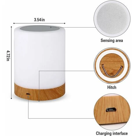Lampada Da Comodino Touch Dimmerabile, T-Audace Luce Notturna A LED A Batteria Senza Fili Con 8 Cambi Di Colore E 3 Intensità Luminose, Luce Notturna A LED Ricaricabile Per Bambini Con Funzione Timer 4 Lampada Da Comodino Touch Dimmerabile, T-Audace Luce Notturna A LED A Batteria Senza Fili Con 8 Cambi Di Colore E 3 Intensità Luminose, Luce Notturna A LED Ricaricabile Per Bambini Con Funzione Timer - immagine 2