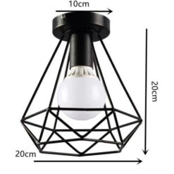 2 Pz Plafoniere A Forma Di Diamante Lampada Da Soffitto Industriale E27 Per Camera Da Letto Soggiorno Bar Caffetteria - Nero -Negozio Di Illuminazione Per La Casa Alla Moda 95233661 4