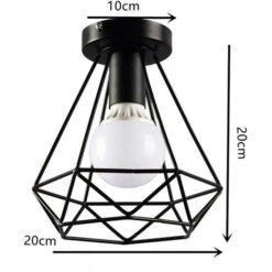 2 Pz Plafoniere A Forma Di Diamante Lampada Da Soffitto Industriale E27 Per Camera Da Letto Soggiorno Bar Caffetteria - Nero -Negozio Di Illuminazione Per La Casa Alla Moda 95233661 5
