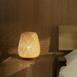Lampada Da Tavolo Lanterna In Bambù Lampada Da Comodino Lampada Da Tavolo Decorativa Semplice In Stile Giapponese Illuminazione Paralume Da Scrivania In Tessuto Di Bambù Per Camera Da Letto, Soggiorno -Negozio Di Illuminazione Per La Casa Alla Moda 96818792 4
