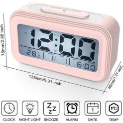 Sveglia Digitale Sveglia Mattutina, Silenziosa Sveglia Digitale A Batteria Per Bambini Adulti Grande Display A LED Calendario Della Temperatura, Sveglia Da Viaggio Con Funzione Snooze Luce Notturna, R -Negozio Di Illuminazione Per La Casa Alla Moda 97317133 4