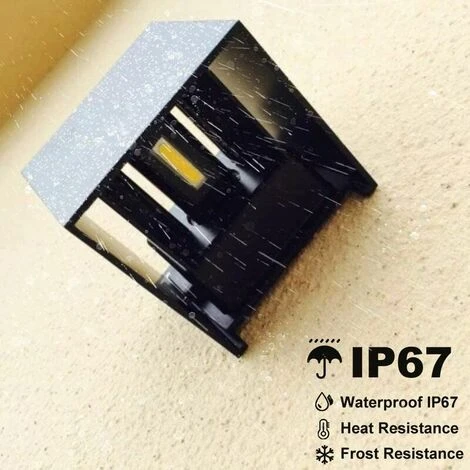 ENCOFT 2pcs 12W COB LED Applique Da Interno Per Esterni, IP67 Impermeabile Lampada Da Parete In Alluminio Angolo Regolabile, 6000K Luce Fredda Per Corridoio Scale Camera Da Letto Giardino, Nero [C 7 ENCOFT 2pcs 12W COB LED Applique Da Interno Per Esterni, IP67 Impermeabile Lampada Da Parete In Alluminio Angolo Regolabile, 6000K Luce Fredda Per Corridoio Scale Camera Da Letto Giardino, Nero [C - immagine 5