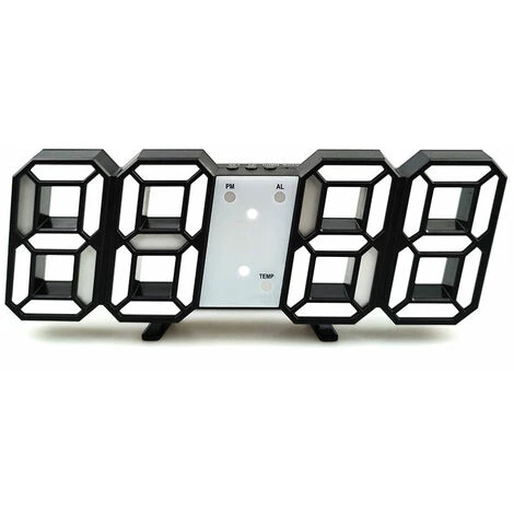 3D LED Orologio Da Parete Digitale Piccola Sveglia Telecomando 10" 12/24 Ore Temperatura Visualizzazione Data Ora Memoria Funzione Snooze Luce Notturna Luminosità Dimmerabile Cucina Ufficio Soggiorno