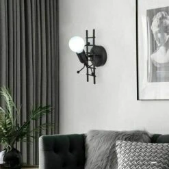 Creativo Umanoide Applique Da Parete Moderna Lampada Da Parete Per Interni Art Déco E27 Lampada Da Parete Per Camera Da Letto, Camera Dei Bambini, Corridoio, Ristorante, Scala (Nero) -Negozio Di Illuminazione Per La Casa Alla Moda 98133600 4