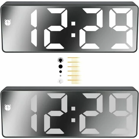 Sveglia Digitale, Ampio Display A LED, Orologio Con Superficie A Specchio Con Snooze E Luminosità, Connessione Di Ricarica USB Regolabile, Sveglia Per Camera Da Letto, Ufficio, 5 Sveglia Digitale, Ampio Display A LED, Orologio Con Superficie A Specchio Con Snooze E Luminosità, Connessione Di Ricarica USB Regolabile, Sveglia Per Camera Da Letto, Ufficio, - immagine 3