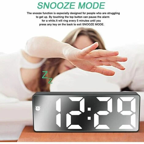 Sveglia Digitale, Ampio Display A LED, Orologio Con Superficie A Specchio Con Snooze E Luminosità, Connessione Di Ricarica USB Regolabile, Sveglia Per Camera Da Letto, Ufficio, 6 Sveglia Digitale, Ampio Display A LED, Orologio Con Superficie A Specchio Con Snooze E Luminosità, Connessione Di Ricarica USB Regolabile, Sveglia Per Camera Da Letto, Ufficio, - immagine 4