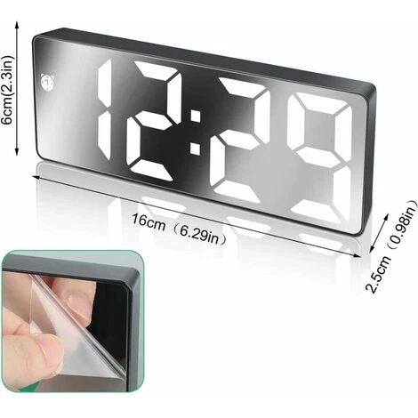 Sveglia Digitale, Ampio Display A LED, Orologio Con Superficie A Specchio Con Snooze E Luminosità, Connessione Di Ricarica USB Regolabile, Sveglia Per Camera Da Letto, Ufficio, 7 Sveglia Digitale, Ampio Display A LED, Orologio Con Superficie A Specchio Con Snooze E Luminosità, Connessione Di Ricarica USB Regolabile, Sveglia Per Camera Da Letto, Ufficio, - immagine 5